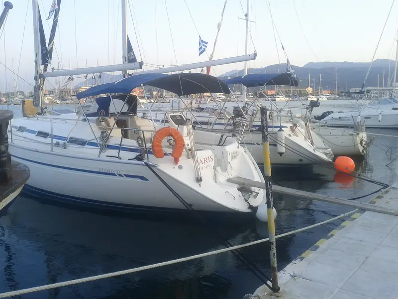 Yachts on the pontoons at Lefkada town.