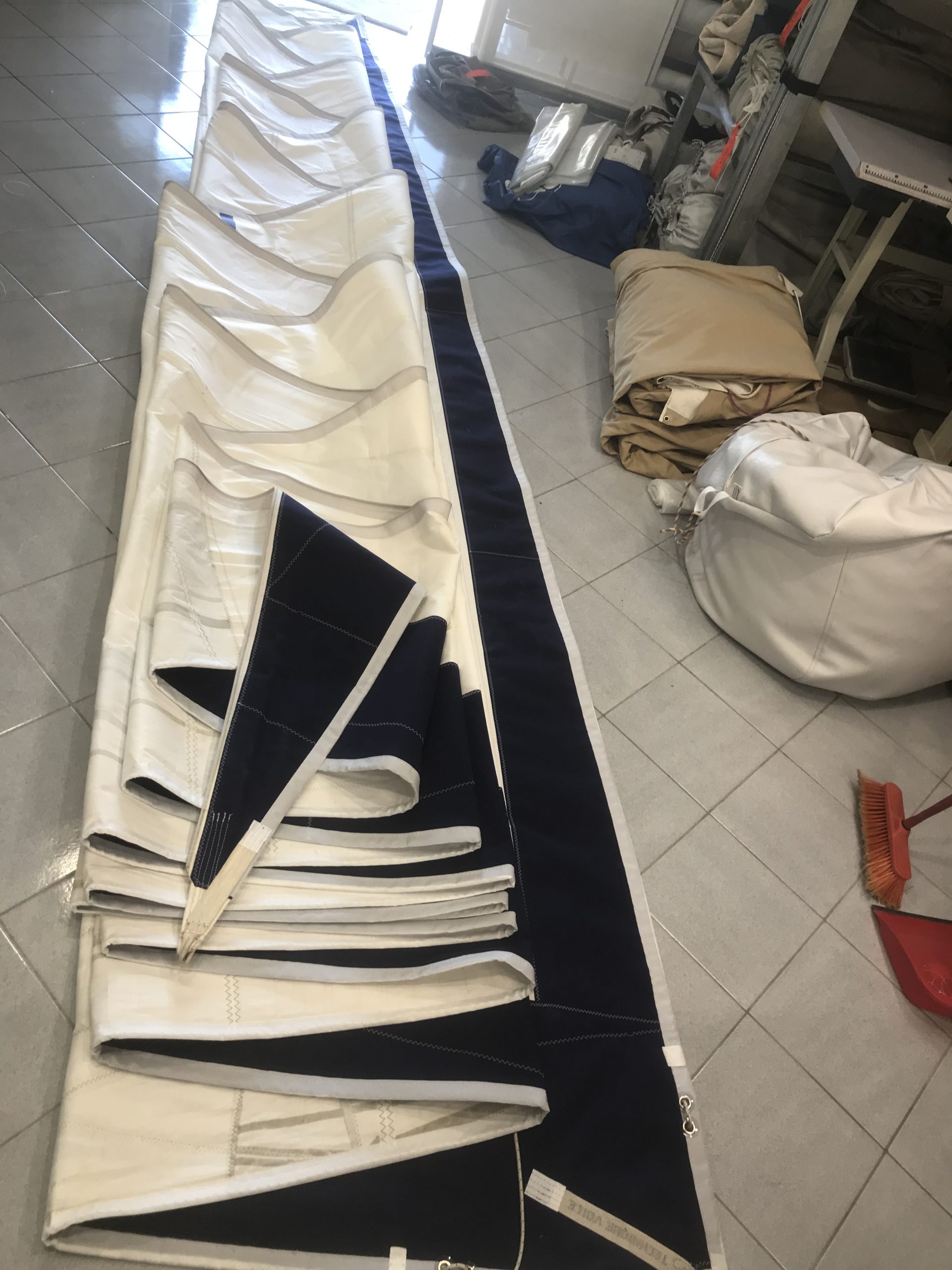 Sail laid out in the workshop, photograph 2